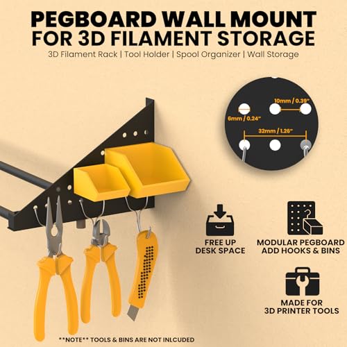 Wall Mount Filament Rack — 2 Pack (Holds 20 Spools) - Image 3