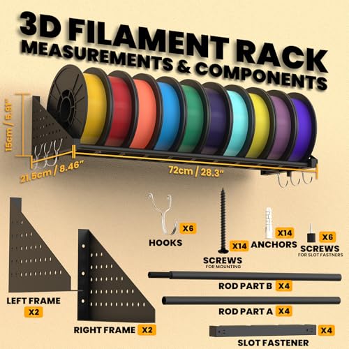 Wall Mount Filament Rack — 2 Pack (Holds 20 Spools) - Image 4
