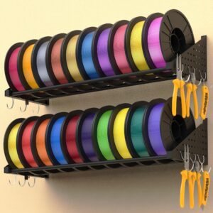 Wall Mount Filament Rack — 2 Pack (Holds 20 Spools)