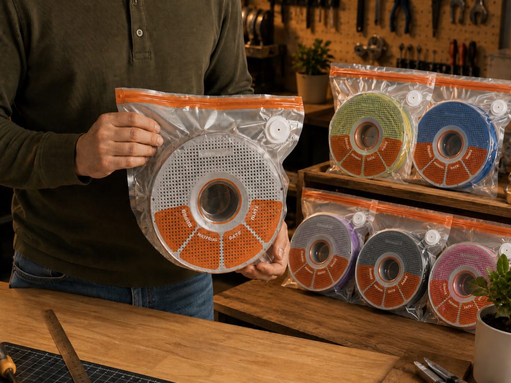 Wander Ridge vacuum storage bags in a maker workshop